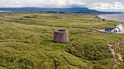 Aerial view of The Martello Tower Co Derry Northern Ireland - obrazy, fototapety, plakaty