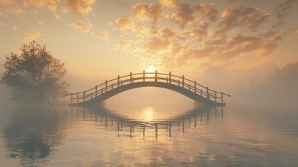 Fototapeta premium Visualize a bridge over calm waters