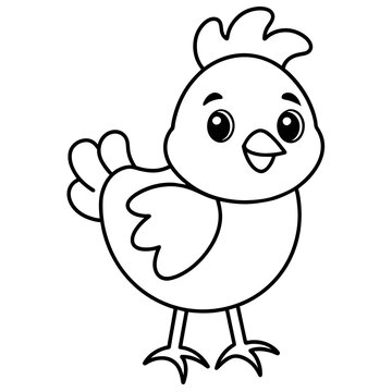 recommend clip art: Children coloring book page, line art, black
                    and white, cute style, illustration of  a chicken