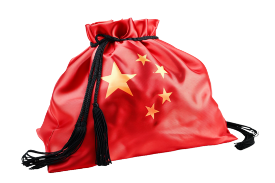 bag with china flag printed, isolated PNG, white background - Powered by Adobe