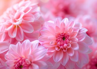 Beautiful Close-Up of Pink Dahlia Flowers in Full Bloom with Soft Focus Background