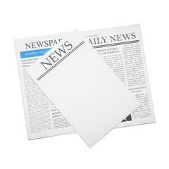 Blank and daily newspapers on white background