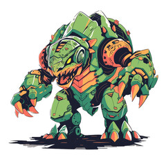Robotic Monster-inspired character for tshirt print