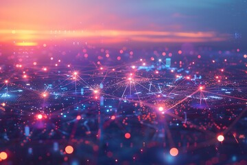 Obraz premium Wireless Network and Connectivity Concept: Digital communication theme with abstract elements symbolizing global interconnectivity.