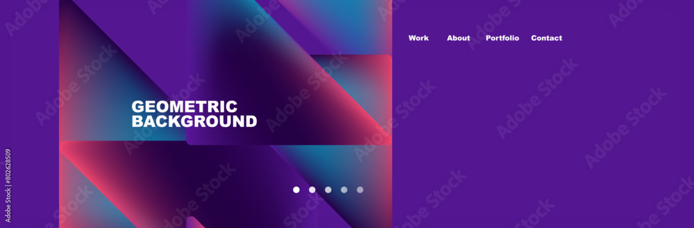 Poster a vibrant geometric background in shades of purple, magenta, and electric blue with visual effect li