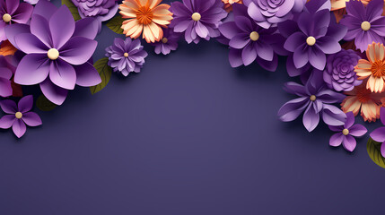 Colorful paper flowers on background, floral background
