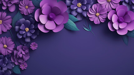 Colorful paper flowers on background, floral background