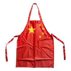 china flag printed in an apron, isolated PNG, white background