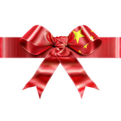 decorative ribbon with china flag theme, isolated PNG, white background