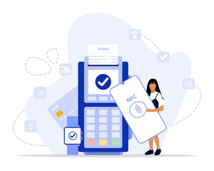 Nfc technology concept illustration. Suitable for landing page, ui, web, App intro card, editorial, flyer, 
and banner.