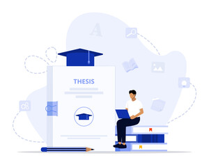 Thesis concept illustration. Suitable for landing page, ui, web, App intro card, editorial, flyer, and banner.