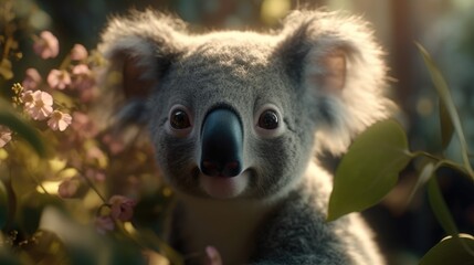 Obraz premium cute baby koala in the forest. Created with generative AI. 