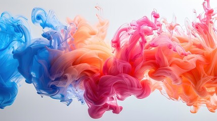 Liquid cloud of ink in bright colors on a white background. Abstract background for banner or web design. Generative AI