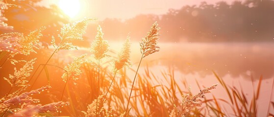 Macro shot of a peaceful lake at dawn, serenity and quiet moments