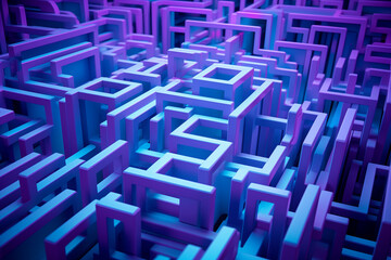 Confusing abstract blue background maze