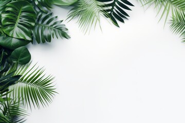 Minimalistic and clean look of tropical foliage against a white backdrop, perfect for branding projects needing a touch of nature,
