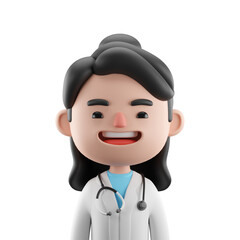 3d render female doctor cartoon avatar