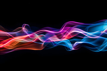 Energetic neon waves crashing in vibrant colors. Dramatic art on black background.