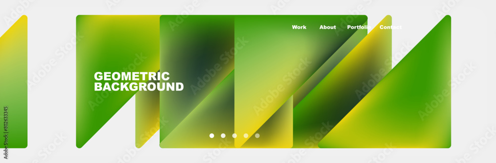 Aufkleber a geometric background with green and yellow triangles on a white background . High quality