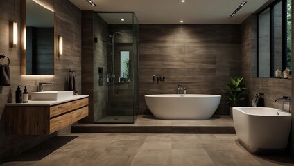 Fototapeta na wymiar modern bathroom interior generative ai