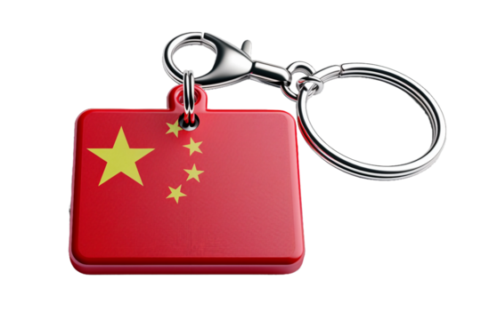 Keychain with china flag, isolated PNG, white background