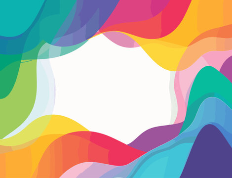 rainbow gradient background with a central white rectangle for text