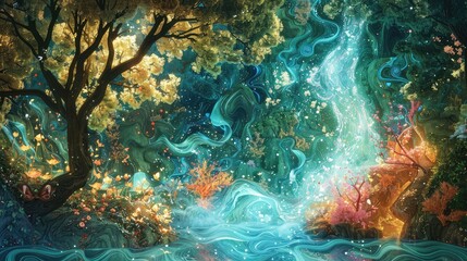 Fantasy Woods with Luminous Orb
