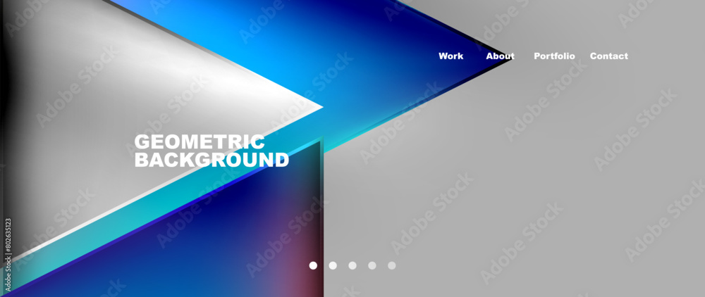 Poster an electronic device with a display screen showcasing a geometric background of azure, white, and pu