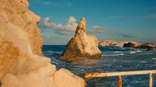 Cleopatra bath Beach bay, Marsa Matrouh, scenic rock formation , travel holiday landmark tourist attraction.
