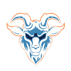 Obraz premium retro-styled emblem featuring a goat head with horns inside a shield