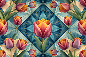 geometric pattern of tulips