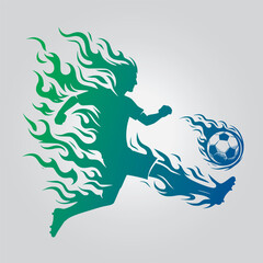  football soccer flame silhouette gradient color vector illustration