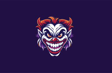 Fototapeta premium Head Joker vector illustration flat design logo