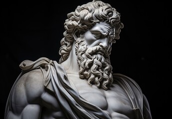 Dramatic sculpture of a bearded figure