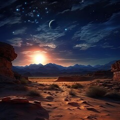 Breathtaking desert landscape at sunset