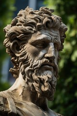 Fototapeta premium Weathered stone sculpture of a bearded man