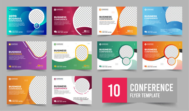 Creative technology conference webinar flyer template and business event banner invitation layout design. Technology conference social media banner layout, live webinar banner