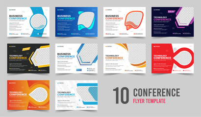 Corporate horizontal Annual Business Conference Flyer Layout and invitation banner template design. Annual corporate business workshop, meeting, training, Annual conference flyer, Cover design