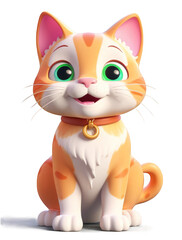 Obraz premium Cute cartoon cat on a transparent background. AI.