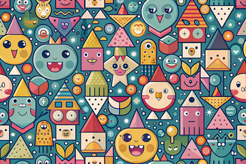 fun geometric cartoon pattern