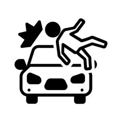 Vector solid black icon for Pedestrian accident