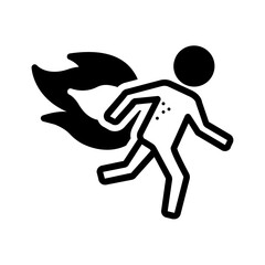 Vector solid black icon for Burn injuries