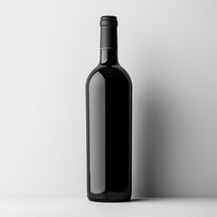 a plain black wine bottle with grey background. mockup bottle