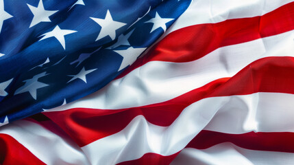 closeup of American flag waving texture