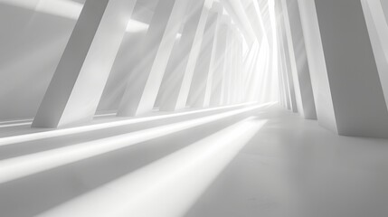 Abstract white background with light rays and glow