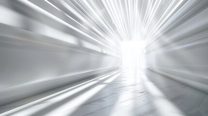 Abstract white background with light rays and glow