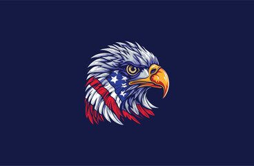 Obraz premium Eagle flag vector illustration flat design logo