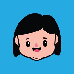 Fototapeta premium cute little girl face cartoon illustration eps10 graphic design. Avatar woman design over yellow background. Cute little girl illustration design. Educational design elements.