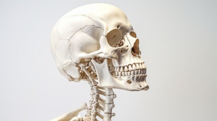 **Assistant**..This is a human skull. It is made of bone and has many different parts. The skull protects the brain and other important organs in the head.