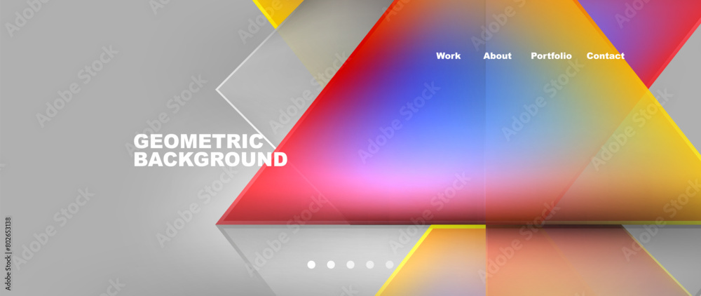 Poster A geometric background featuring colorful triangles and rectangles in shades of magenta and electric blue on a gray background. Perfect for display devices and communication devices
